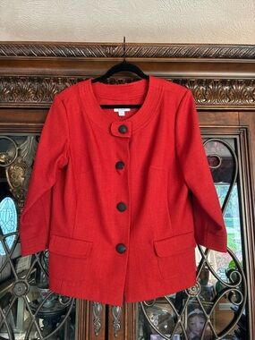 Dress Barn Red Round-Neck Button Blazer